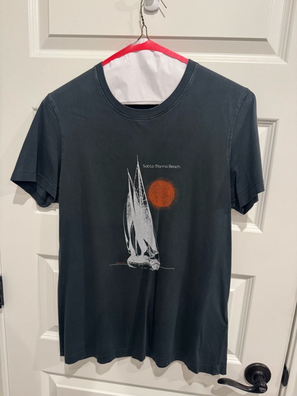 Diesel Charcoal Graphic Sailboat Tee with Orange Sun